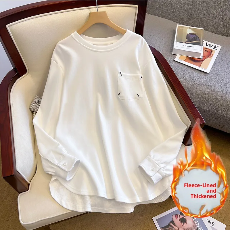 Thiened Fce Long Sve Sweatirt T-irt Women's Autumn Winter Loose Outerwear Comfortable Lazy Sle Streetwear
Thiened Fce Long Sve Sweatirt T-irt Women's Autumn Winter Loose Outerwear Comfortable Lazy Sle Streetwear