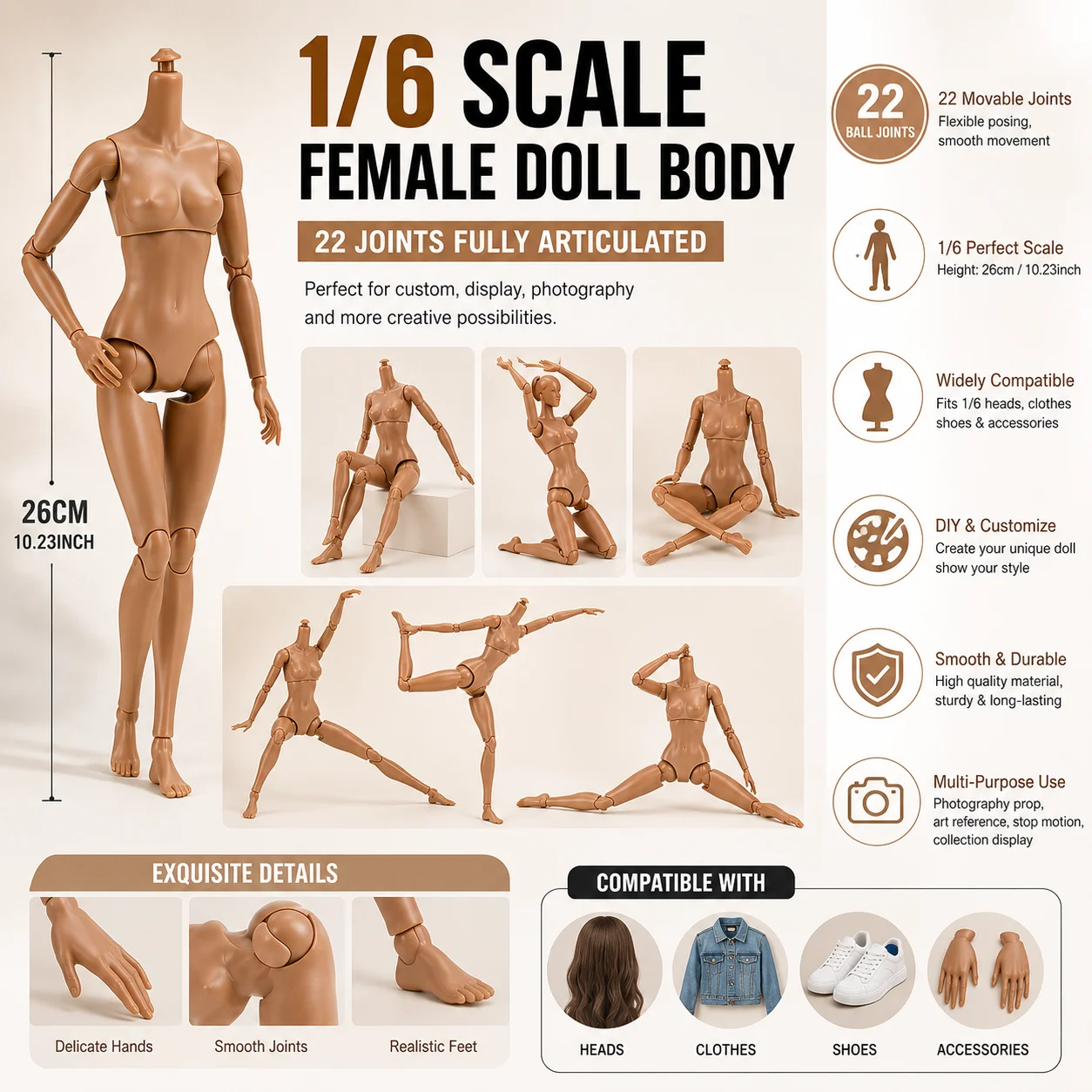 New 1/6 Scale BJD Doll Body Female Articulated Figure Flexible Style DIY Model Toy For Custom Collection
New 1/6 Scale BJD Doll Body Female Articulated Figure Flexible Style DIY Model Toy For Custom Collection