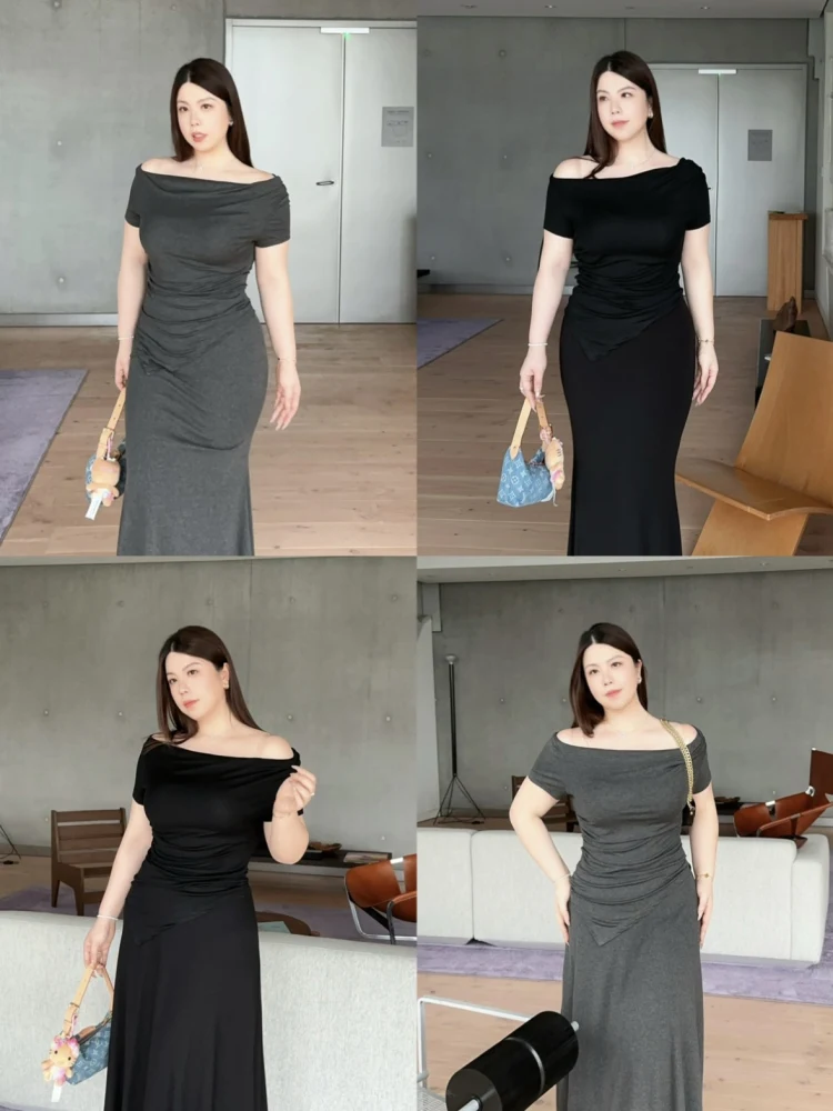 Two-Way Wear Shoulder Bared T-Shirt Short Sleeve Asymmetrical Hem High Waist Slimming plus Size Summer Top Cotton Spandex
Two-Way Wear Shoulder Bared T-Shirt Short Sleeve Asymmetrical Hem High Waist Slimming plus Size Summer Top Cotton Spandex