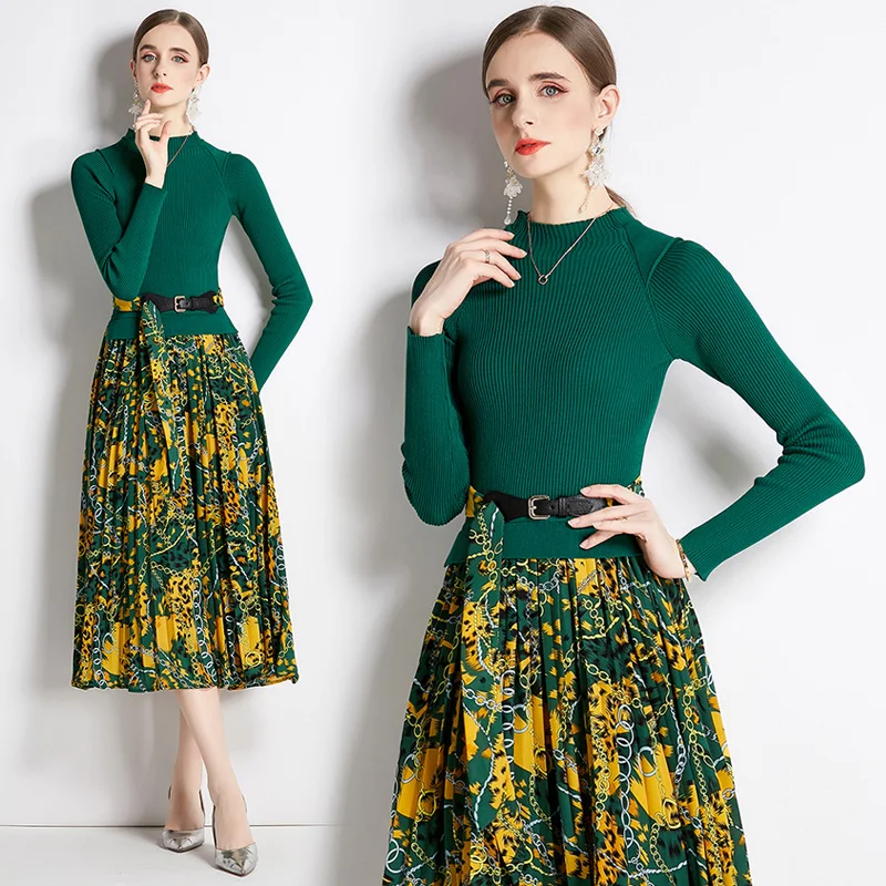 Autumn and Winter Women's New Long Sleeve Round Neck Knitted Splice Fashion Printed Slim Fit Dress AZ9014078
Autumn and Winter Women's New Long Sleeve Round Neck Knitted Splice Fashion Printed Slim Fit Dress AZ9014078