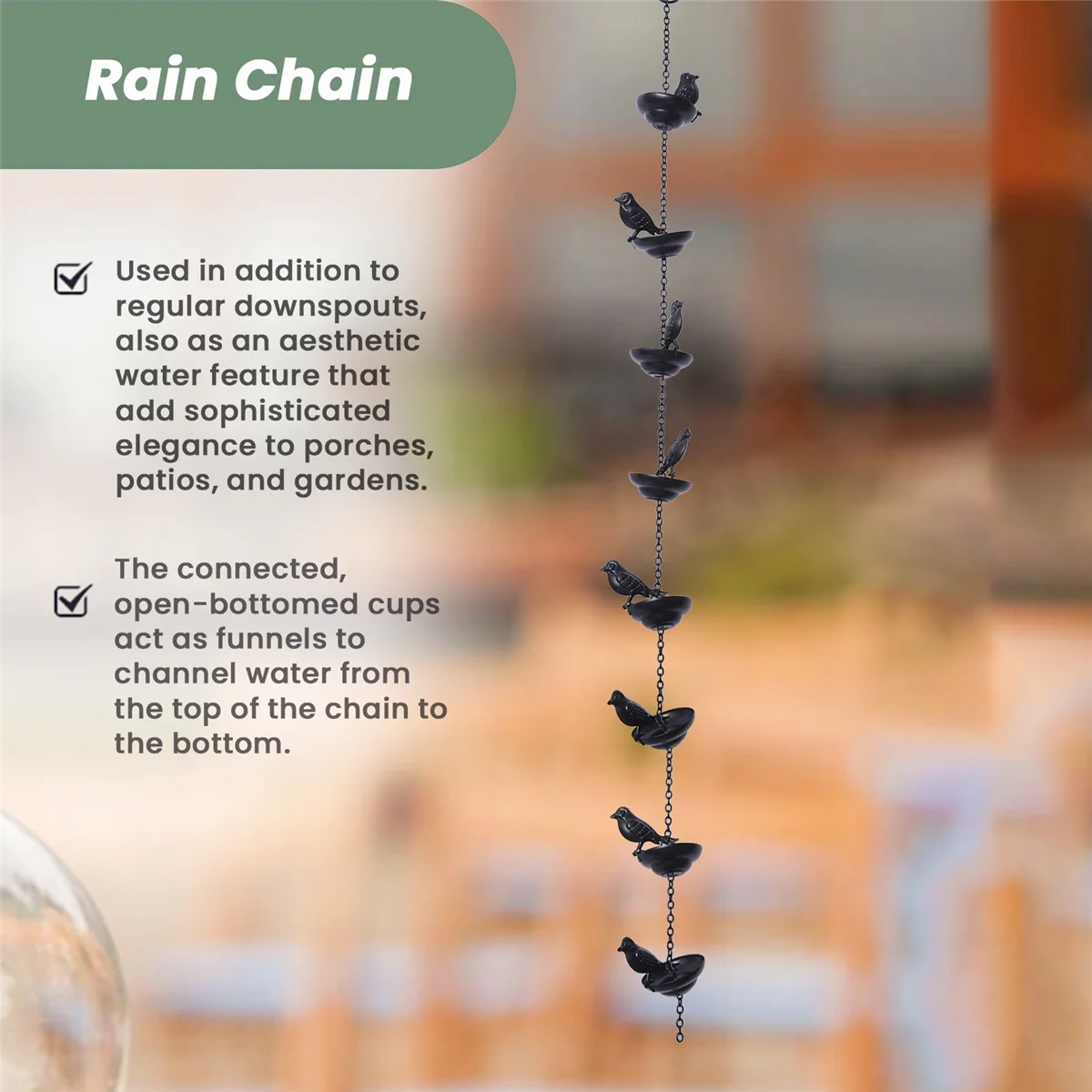 ABFA Mobile Birds on Cups Rain Chain for Outside, Rain Chains for Gutters Downspouts Rain Chain for Home,9x7x80cm
ABFA Mobile Birds on Cups Rain Chain for Outside, Rain Chains for Gutters Downspouts Rain Chain for Home,9x7x80cm