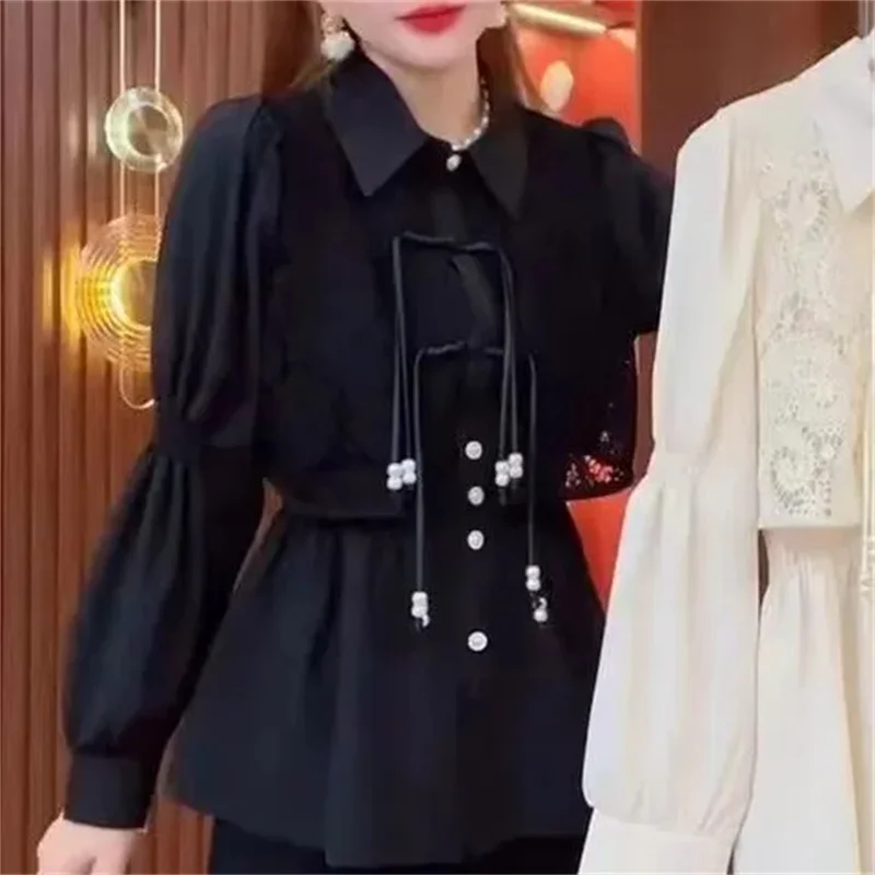 New Chinese Style Button-Down Shirt Women's New Coat Spring Autumn Summer Jacket Female Thin Lapels Lace Carved Long-Sleeved Top
New Chinese Style Button-Down Shirt Women's New Coat Spring Autumn Summer Jacket Female Thin Lapels Lace Carved Long-Sleeved Top