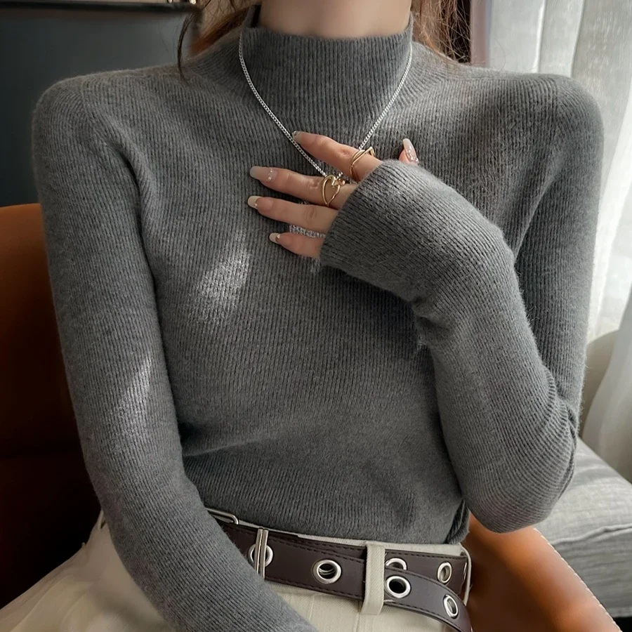 Autumn Winter Pullover Sweater Bottoming Shirt Women Knitted Shirts Female Long Sleeve Mock Neck Elastic Slim Sweaters Knit Tops
Autumn Winter Pullover Sweater Bottoming Shirt Women Knitted Shirts Female Long Sleeve Mock Neck Elastic Slim Sweaters Knit Tops
