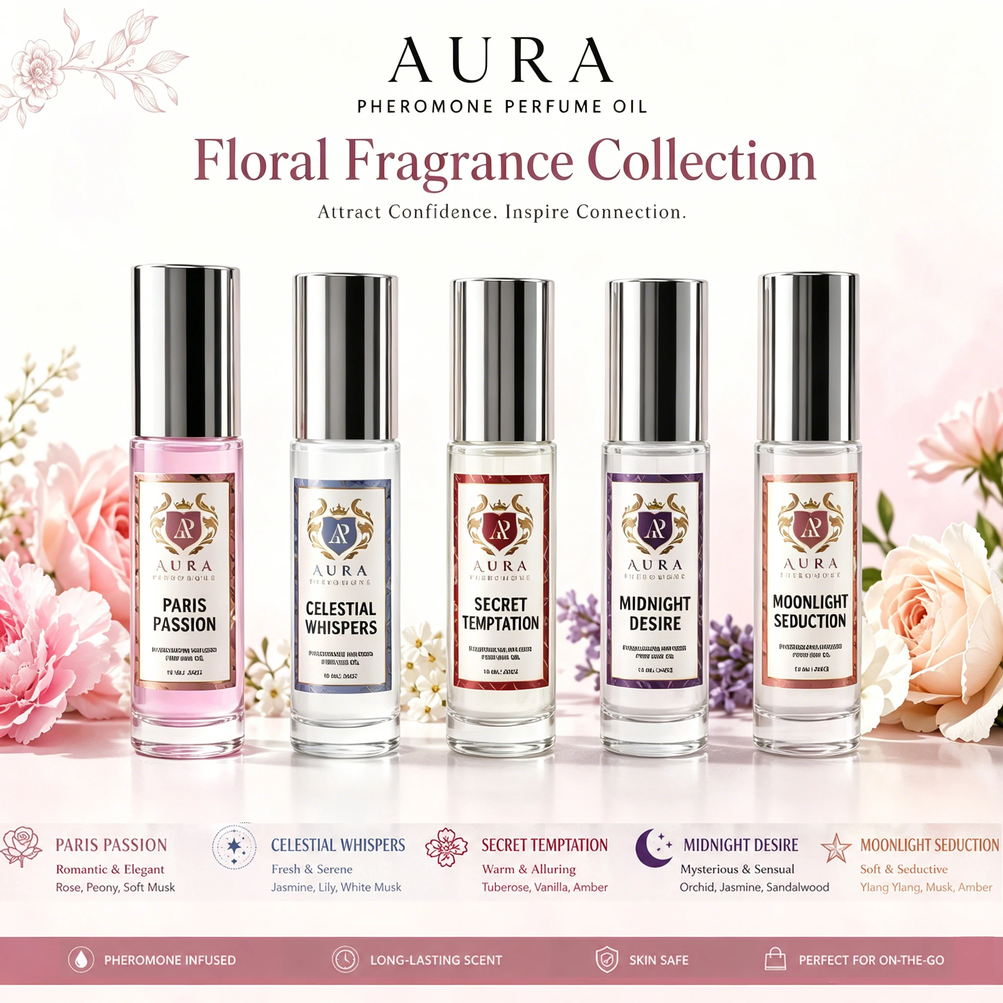 5-Pack Floral Scented Perfume, Portable 12ML Eau De Parfum, Unique High-End Natural Body Fragrance, Long-Lasting Value for Money
5-Pack Floral Scented Perfume, Portable 12ML Eau De Parfum, Unique High-End Natural Body Fragrance, Long-Lasting Value for Money