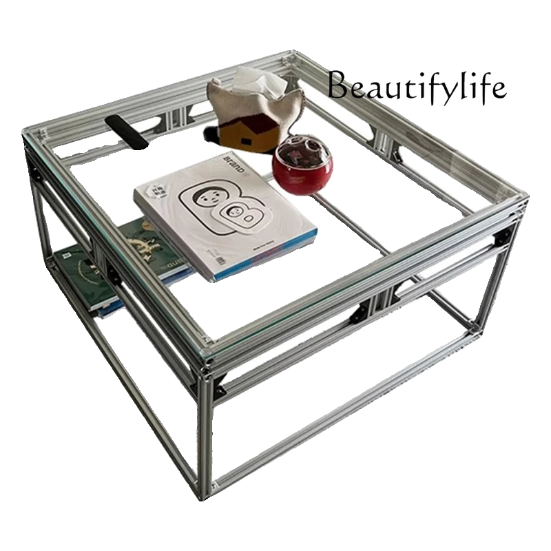 Industrial style DIY aluminum profile coffee table sofa edge tempered glass small table minimalist
Industrial style DIY aluminum profile coffee table sofa edge tempered glass small table minimalist