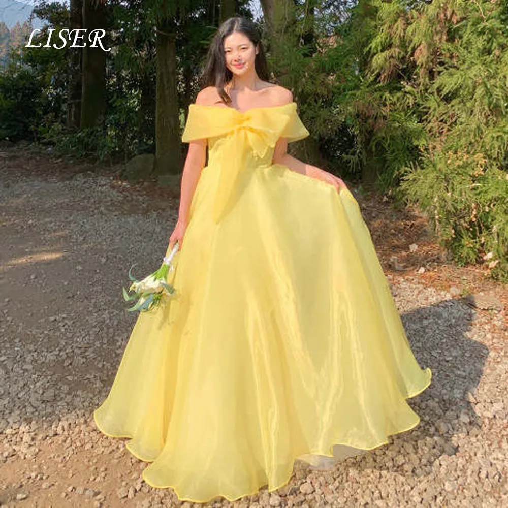 Liser Yellow A-Line Korea Evening Dresses Off Shoulder Bowknot Organza Photo Shoot Corsets Elegant Party Dresses 웨딩드레스
Liser Yellow A-Line Korea Evening Dresses Off Shoulder Bowknot Organza Photo Shoot Corsets Elegant Party Dresses 웨딩드레스