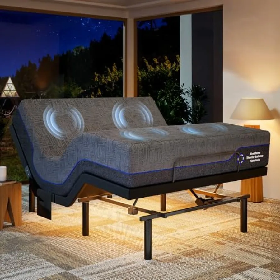 with Mattress Set, Adjustable Bed Frame + 12-inch Cooling Gel Memory Foam Mattress, Dual Motor Bed Frame with Wireless Remote,
with Mattress Set, Adjustable Bed Frame + 12-inch Cooling Gel Memory Foam Mattress, Dual Motor Bed Frame with Wireless Remote,