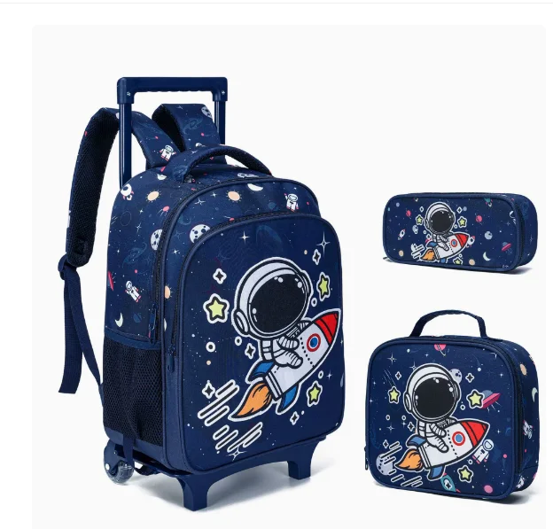 Набор школьных рюкзаков для мальчиков с принтом космонавта: рюкзак на колесиках, сумка для обеда и пенал, двойное использование, для учеников начальной школы
Набор школьных рюкзаков для мальчиков с принтом космонавта: рюкзак на колесиках, сумка для обеда и пенал, двойное использование, для учеников начальной школы