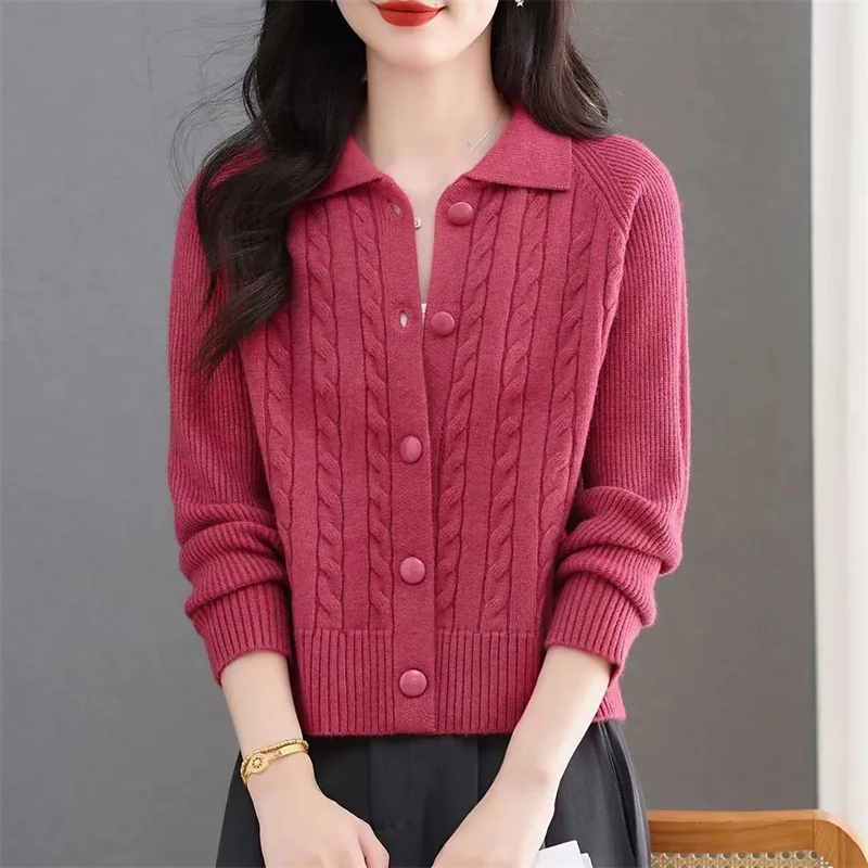 Lapel Collar Sweater Women's 2026 New Collection Loose Versatile Short Fashion Solid Color Knitted Cardigan Jacket Female
Lapel Collar Sweater Women's 2026 New Collection Loose Versatile Short Fashion Solid Color Knitted Cardigan Jacket Female