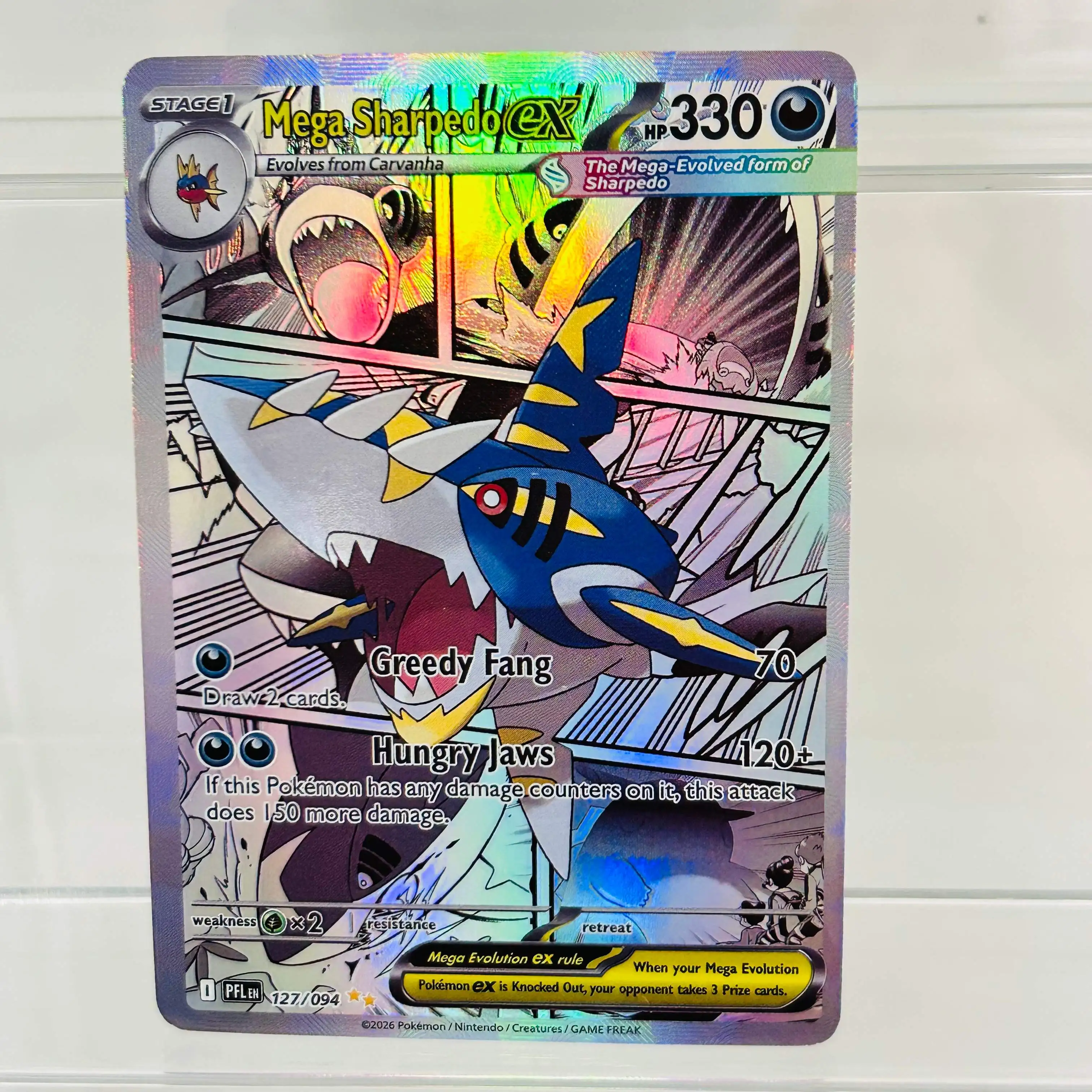 Pokemon English Mega Sharpedo ex 127/094 DIY Holographic Foil Card, Perfect Condition Premium Anime Collection Card
Pokemon English Mega Sharpedo ex 127/094 DIY Holographic Foil Card, Perfect Condition Premium Anime Collection Card