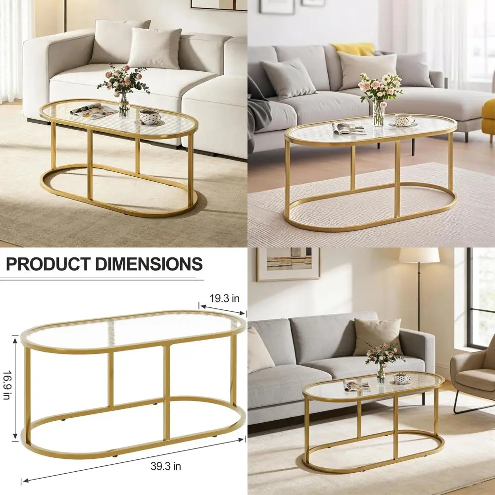 Elegant Oval Glass Coffee Table with Metal Base for Living Room or Bedroom
Elegant Oval Glass Coffee Table with Metal Base for Living Room or Bedroom