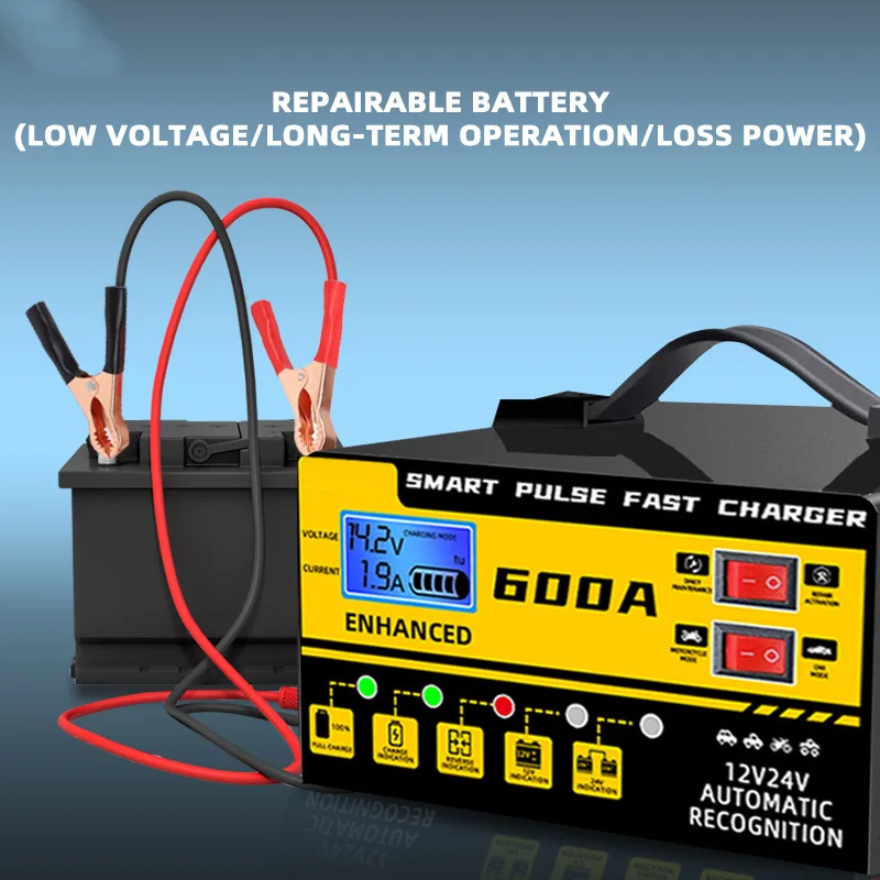 Car 600A Smart Battery Charger 12V/24V Automotive Battery Charger Trickle Smart Pulse Repair For Car Truck Boat Motorcycle
Car 600A Smart Battery Charger 12V/24V Automotive Battery Charger Trickle Smart Pulse Repair For Car Truck Boat Motorcycle