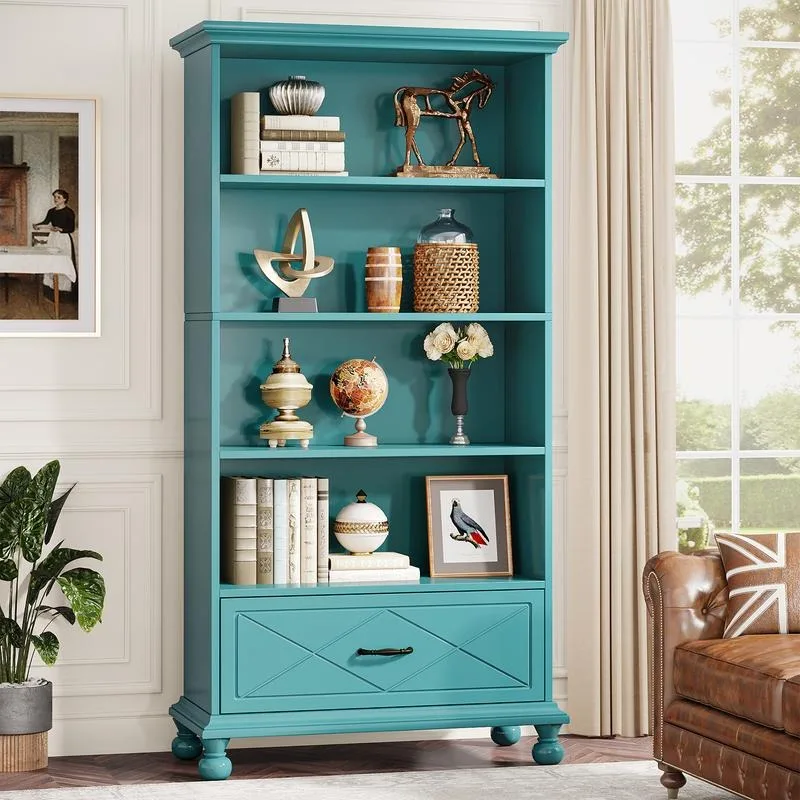 6 Tier Bookcase with Drawers and Solid Wood Legs Floor Stand for Home Office
6 Tier Bookcase with Drawers and Solid Wood Legs Floor Stand for Home Office