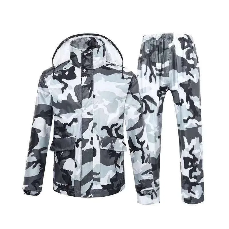 Camouflage raincoat rain pants set, adult electric motorcycle men's and women's hiking waterproof thickened split raincoat
Camouflage raincoat rain pants set, adult electric motorcycle men's and women's hiking waterproof thickened split raincoat