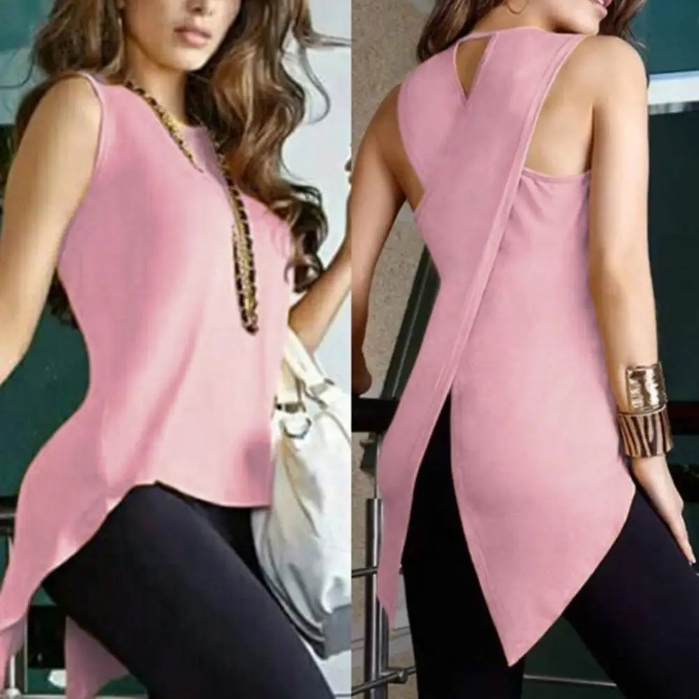 New Women Summer Fashion Solid Color Sleeveless Irregular Cross Back Vest Tank Top
New Women Summer Fashion Solid Color Sleeveless Irregular Cross Back Vest Tank Top