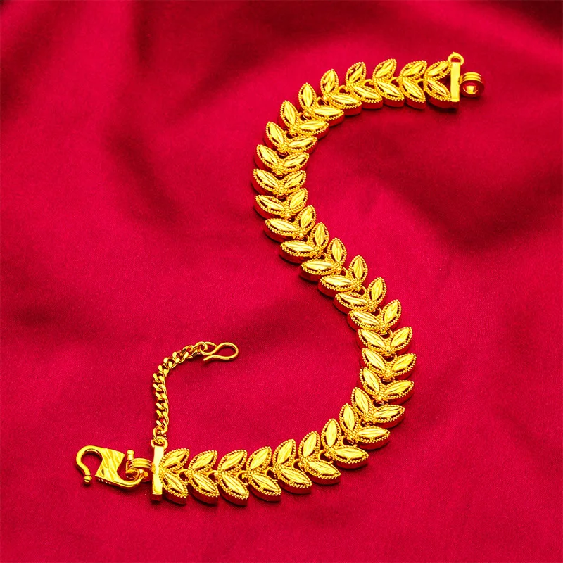 S-Clasp Leaf Wheat Ear Bracelet Women 24K Gold, AU999 - Warm AU999 Shine, Harvest Symbol Leaf/Wheat, S-Clasp Versatile
S-Clasp Leaf Wheat Ear Bracelet Women 24K Gold, AU999 - Warm AU999 Shine, Harvest Symbol Leaf/Wheat, S-Clasp Versatile