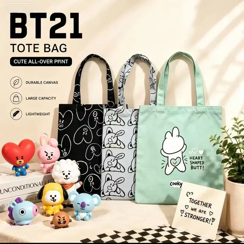 BT21 Fashion Canvas Bag Single Shoulder Bag Large Capacity Versatile Commuter Bag Handheld Canvas Tote Bag
BT21 Fashion Canvas Bag Single Shoulder Bag Large Capacity Versatile Commuter Bag Handheld Canvas Tote Bag