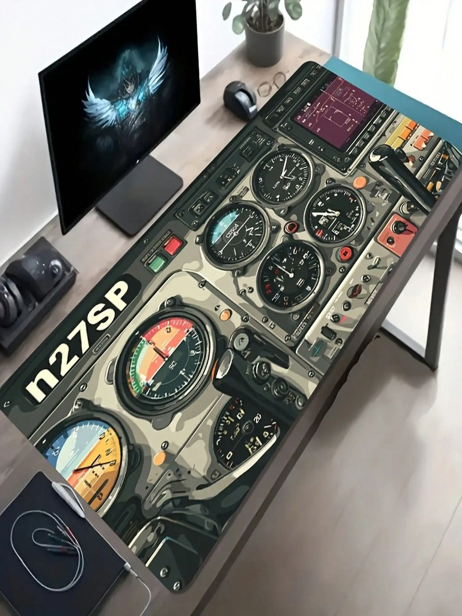 One Large E-Sports Gaming Mouse Pad, Featuring An Artistic Pattern Inspired By Aircraft Cockpit Instrument Panels. This Non-Slip, Washable Rubber-Bottomed, Extra-Long Desk Mat Is An Ideal Gift For Gamers, Serving As A Stylish Office Desktop Decoration And
One Large E-Sports Gaming Mouse Pad, Featuring An Artistic Pattern Inspired By Aircraft Cockpit Instrument Panels. This Non-Slip, Washable Rubber-Bottomed, Extra-Long Desk Mat Is An Ideal Gift For Gamers, Serving As A Stylish Office Desktop Decoration And
