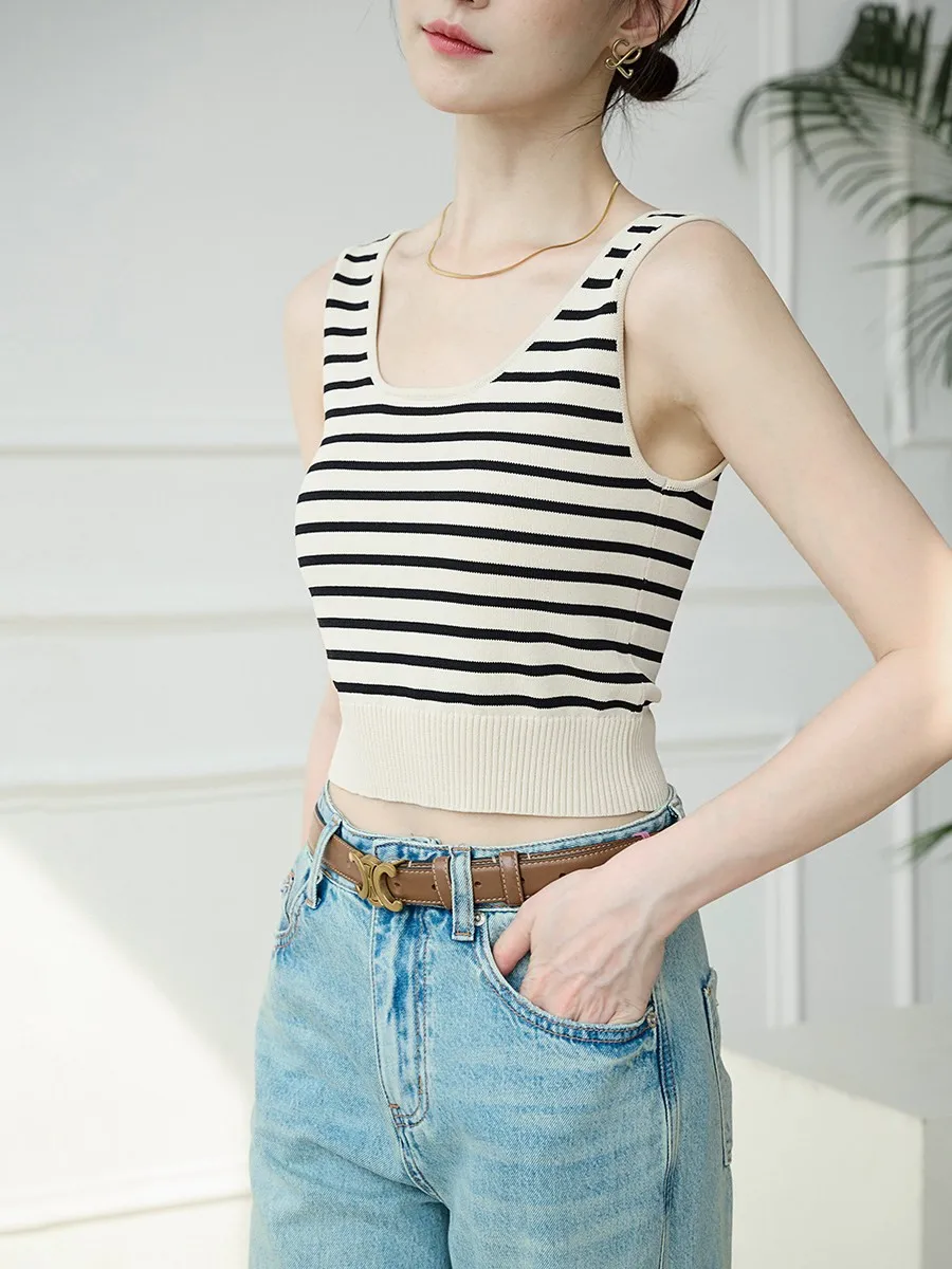 Женская майка JPOO Cooling Sensation из ледяного шелка в полоску, трикотажная, облегающая, с U-образным вырезом, укороченная, H-образного силуэта, для ношения под одеждой
Женская майка JPOO Cooling Sensation из ледяного шелка в полоску, трикотажная, облегающая, с U-образным вырезом, укороченная, H-образного силуэта, для ношения под одеждой