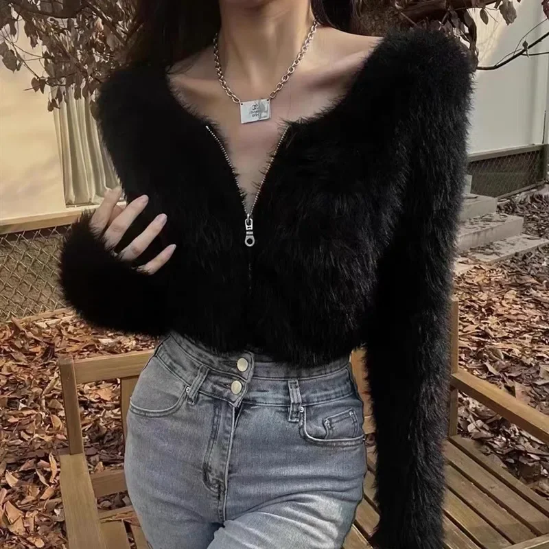 O-neck Zipper Knit Women Short Sweater Fashion Korean Style Autumn Long Sleeve Top Spring Solid Sexy Elegant Knitwear Clothing
O-neck Zipper Knit Women Short Sweater Fashion Korean Style Autumn Long Sleeve Top Spring Solid Sexy Elegant Knitwear Clothing