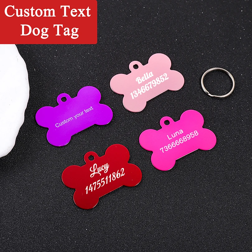 Custom Text Dog Tag Aluminum Alloy Personalized Name Dog Tags Laser Engraving Number Bone Shaped Customized Name Pets ID Tag
Custom Text Dog Tag Aluminum Alloy Personalized Name Dog Tags Laser Engraving Number Bone Shaped Customized Name Pets ID Tag