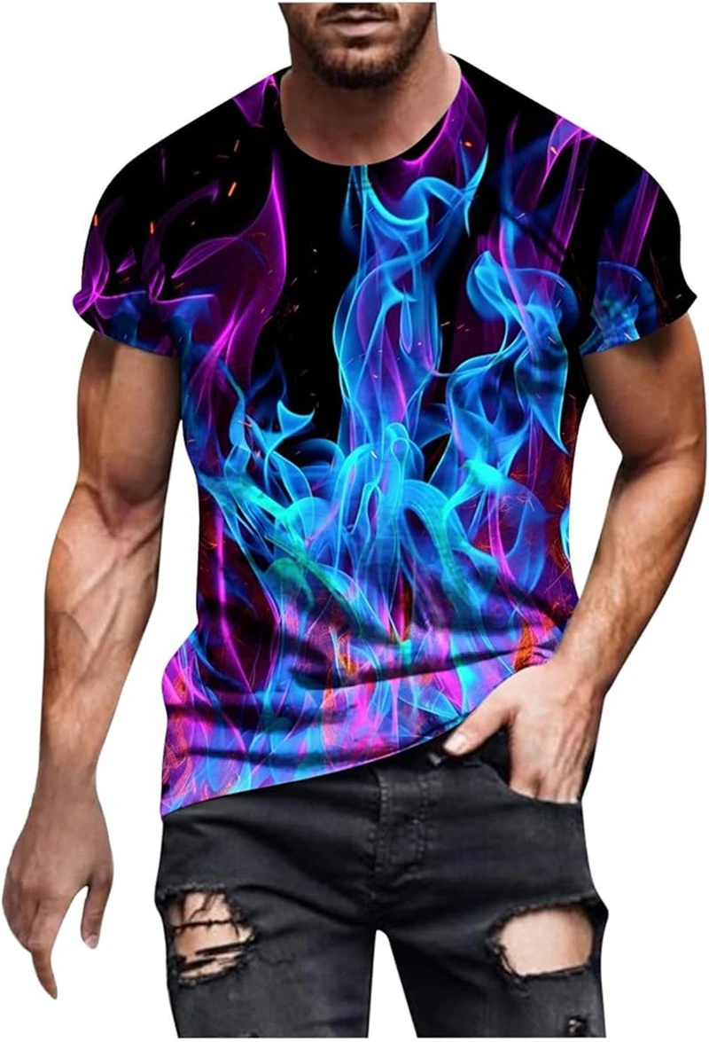Summer Men's T-Shirt Fashion Trendy 3D Digital Printed Flame Lightning Graphic T Shirts For Men Kids Short Sleeve Men Clothing
Summer Men's T-Shirt Fashion Trendy 3D Digital Printed Flame Lightning Graphic T Shirts For Men Kids Short Sleeve Men Clothing