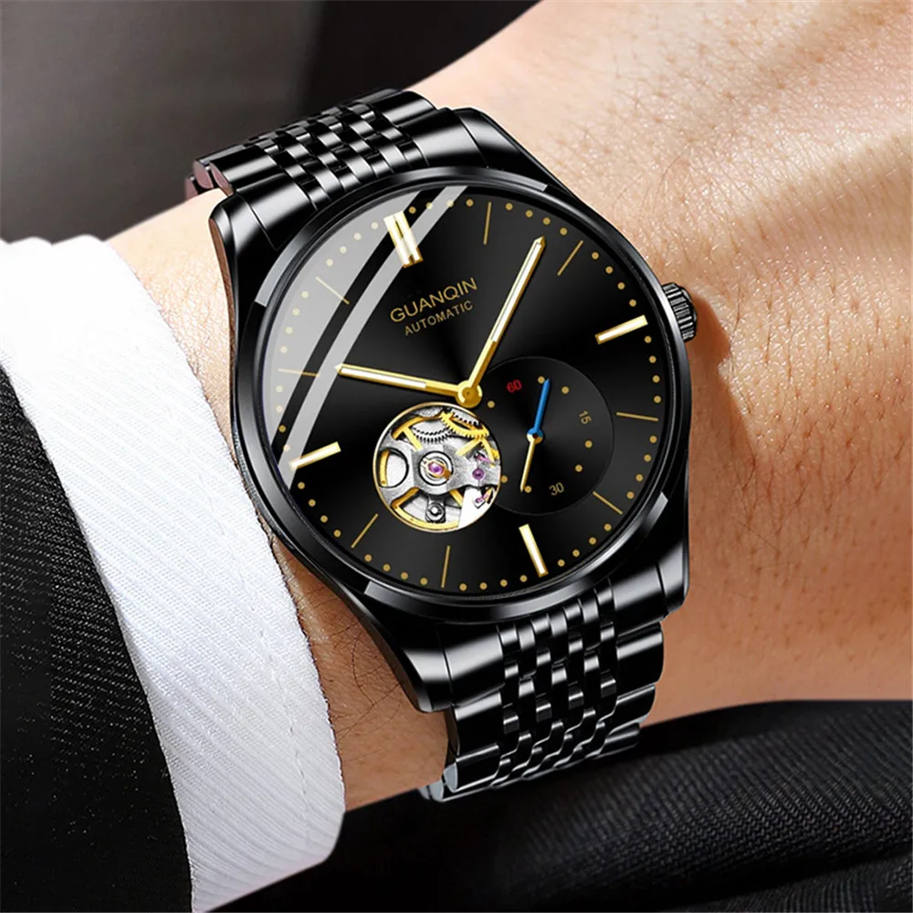 GUANQIN Skeleton Automatic Self-Wind Mechanical Man Watch Luminous Stainless Steel Vintage Clock Sapphire Waterproof Wristwatch
GUANQIN Skeleton Automatic Self-Wind Mechanical Man Watch Luminous Stainless Steel Vintage Clock Sapphire Waterproof Wristwatch