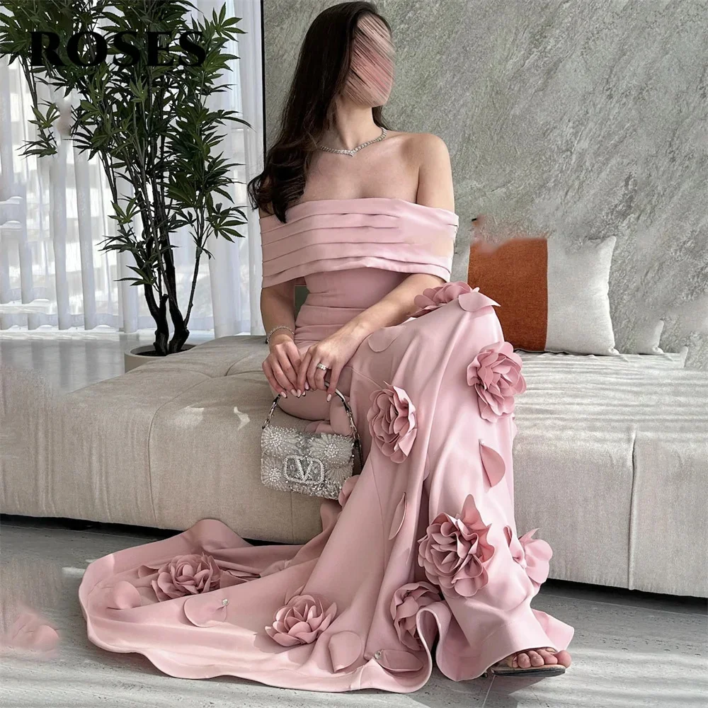 Romantic Pink Evening Dresses Off Shoulder Floral Appliques Women Prom Gowns Floor Length Mermaid Customized Wedding Guest Gowns
Romantic Pink Evening Dresses Off Shoulder Floral Appliques Women Prom Gowns Floor Length Mermaid Customized Wedding Guest Gowns