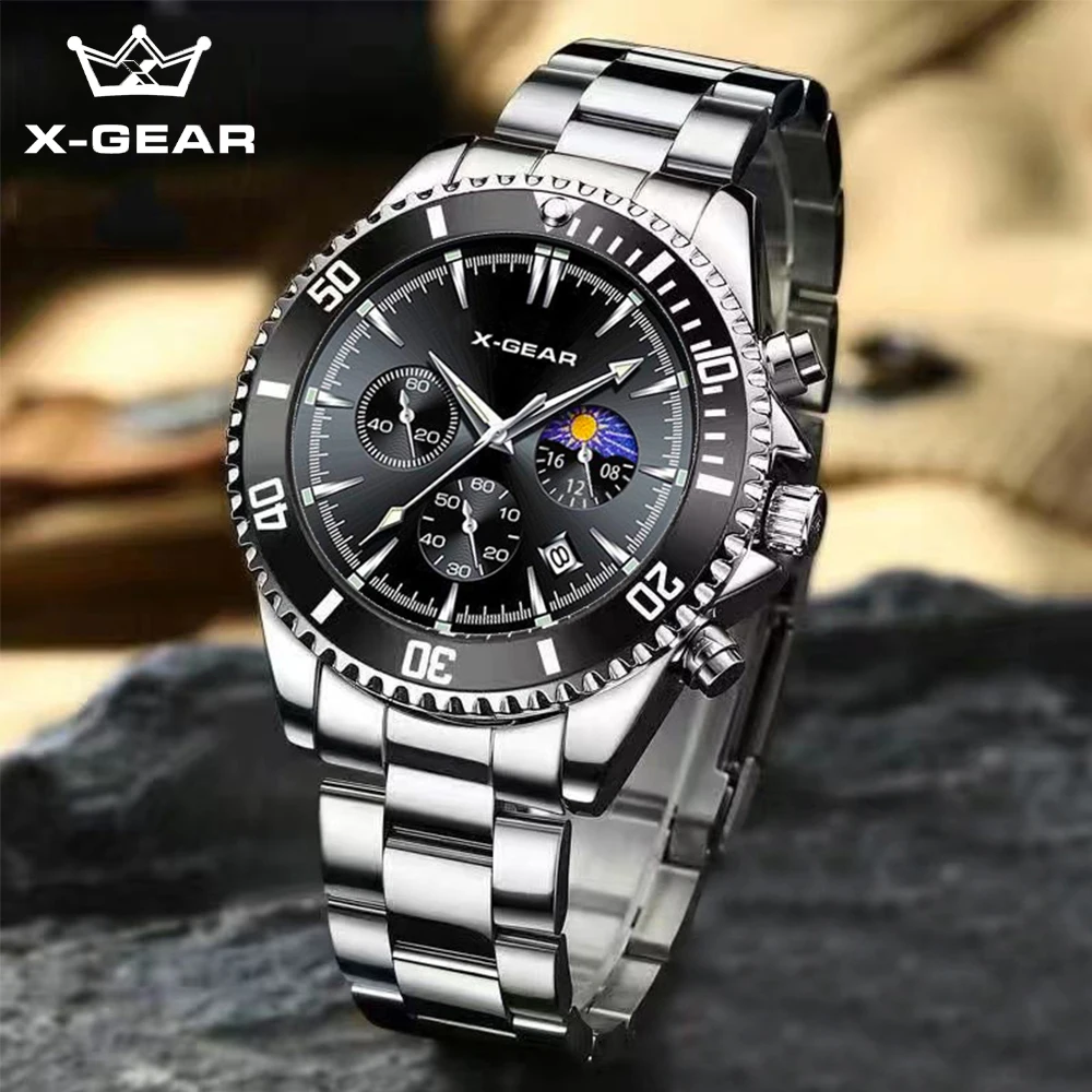 X-GEAR Top Business Men's Watches Waterproof Luminous Stainless Steel Fashion Men Wristwatch Chronograph Date Man Quartz Watch
X-GEAR Top Business Men's Watches Waterproof Luminous Stainless Steel Fashion Men Wristwatch Chronograph Date Man Quartz Watch