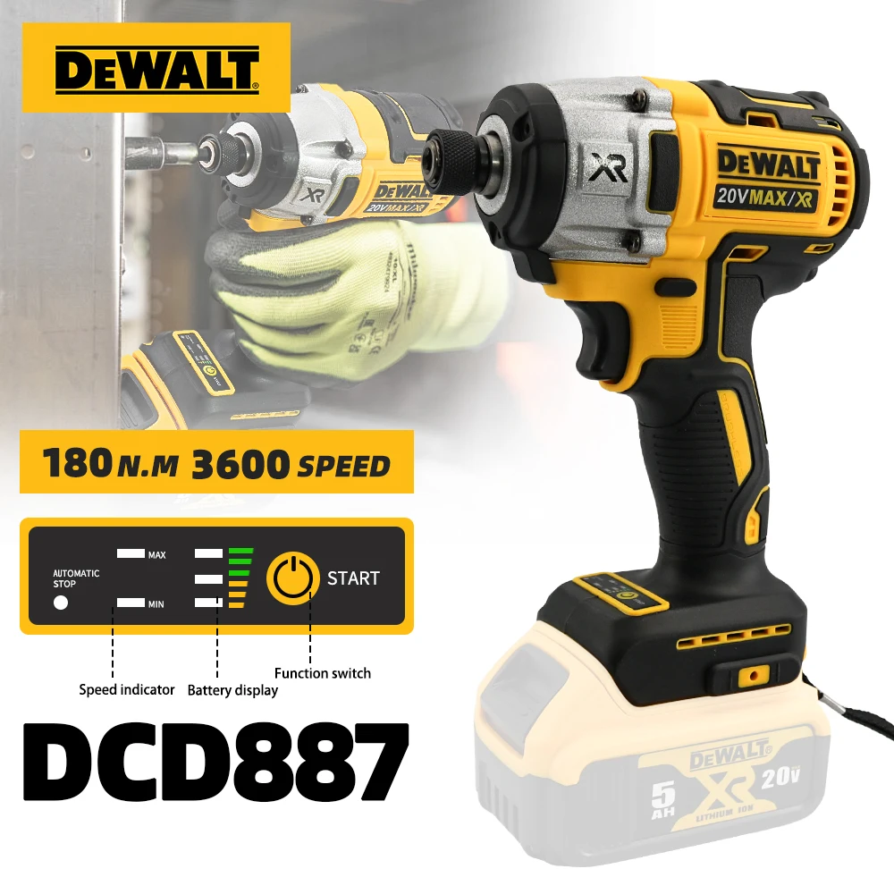Dewalt Tools DCD887 Electric Dril Impact Driver 20V Lithium Battery Cordless Electric Screwdriver 205N∙M High Torque Power Tools
Dewalt Tools DCD887 Electric Dril Impact Driver 20V Lithium Battery Cordless Electric Screwdriver 205N∙M High Torque Power Tools