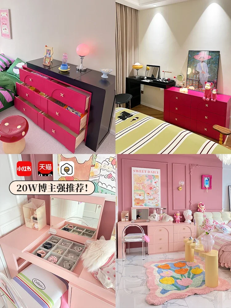 Memphis-style colorful dresser, chest of drawers, integrated combination of multi-functional storage cabinets, flip mirrors
Memphis-style colorful dresser, chest of drawers, integrated combination of multi-functional storage cabinets, flip mirrors