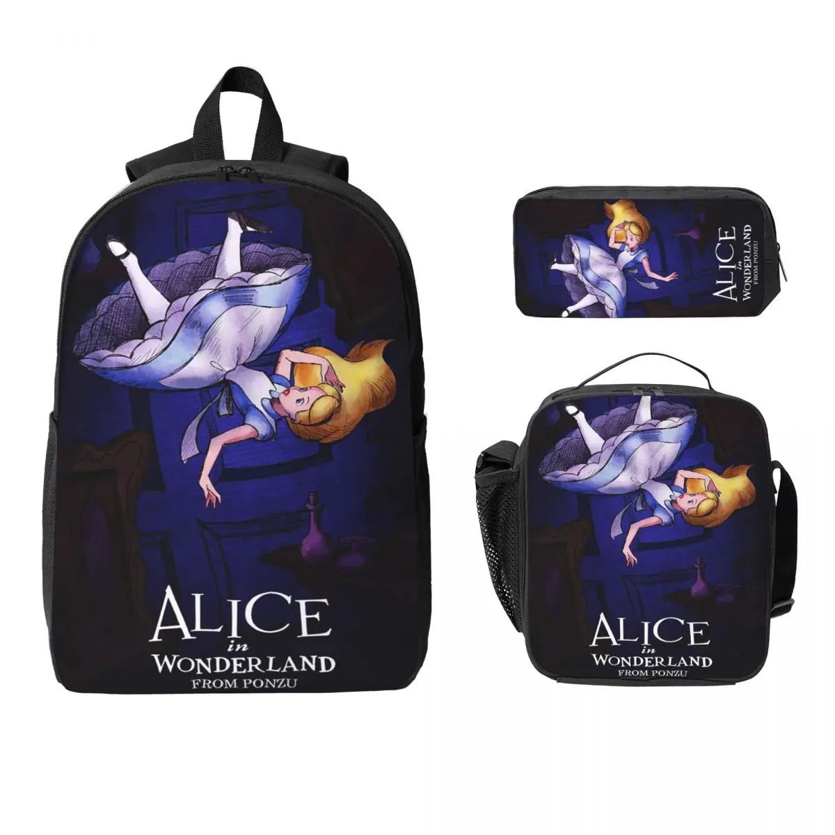 The Wizard Hole Alice In Wonderland Cartoon Backpack Student Boys Girls BookBag School Bag 3ps Insulated Lunch Bag Pencil Case
The Wizard Hole Alice In Wonderland Cartoon Backpack Student Boys Girls BookBag School Bag 3ps Insulated Lunch Bag Pencil Case