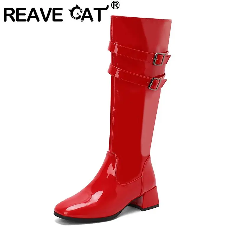 REAVE CAT Блестящие женские сапоги до колена с квадратным носком на массивном каблуке 4,5 см, пряжки на молнии, большие размеры 44 45 46 Повседневная одежда для отдыха
REAVE CAT Блестящие женские сапоги до колена с квадратным носком на массивном каблуке 4,5 см, пряжки на молнии, большие размеры 44 45 46 Повседневная одежда для отдыха