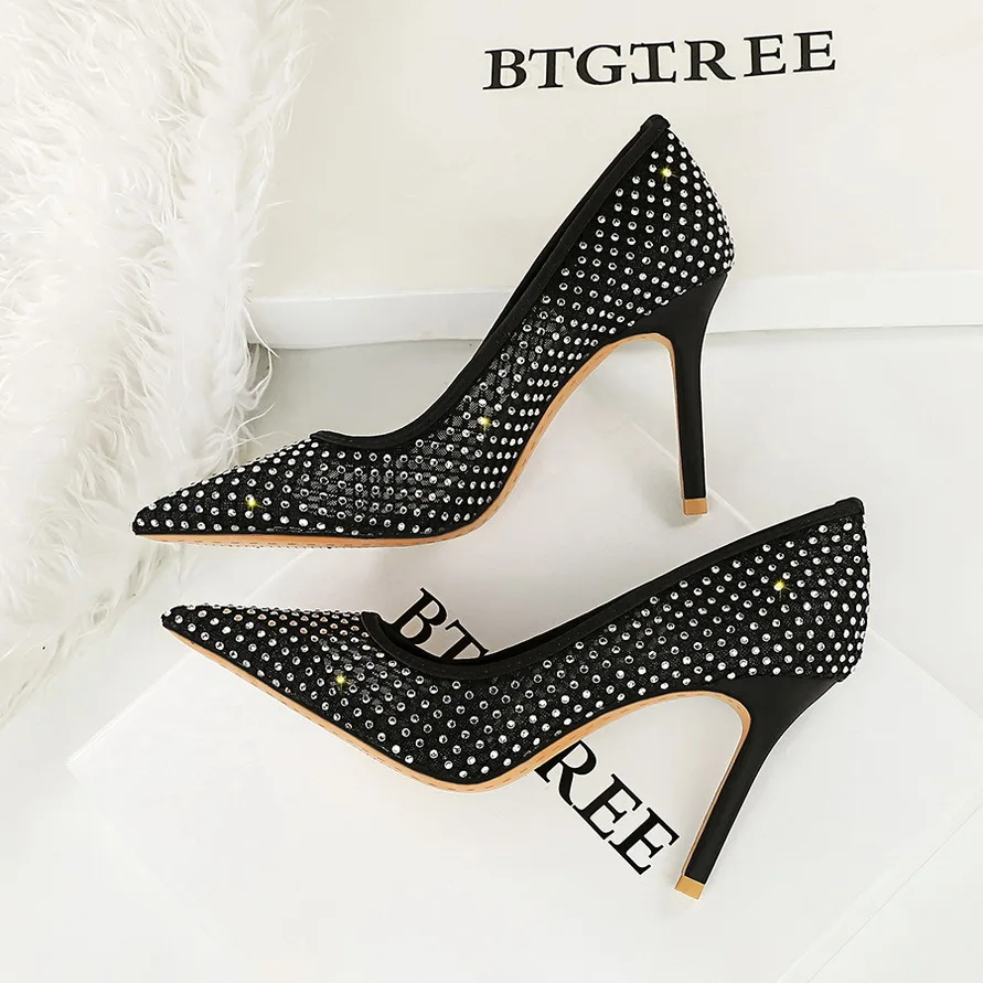 9.5cm Stiletto High Heels Black Heels Sparkling Pumps Rhinestone Fashion Office Workplace Shoes Women Basic Pump Stiletto
9.5cm Stiletto High Heels Black Heels Sparkling Pumps Rhinestone Fashion Office Workplace Shoes Women Basic Pump Stiletto