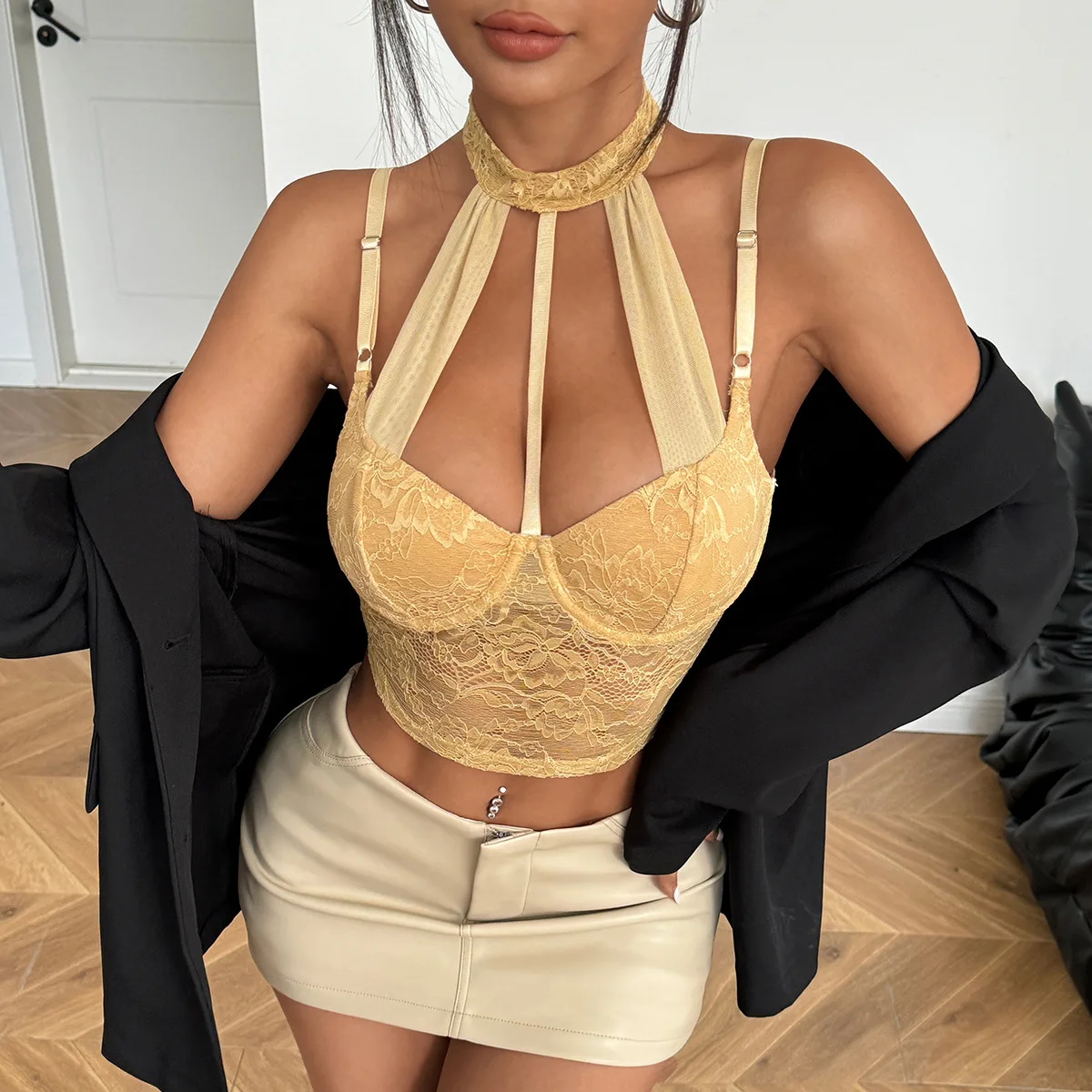 Woman Clothing Top Women T-shirt Tank Top Female Clothes Tops Harajuku Lace Top Sexy Corset Mesh Fishbone Neck-Halter Tank Top
Woman Clothing Top Women T-shirt Tank Top Female Clothes Tops Harajuku Lace Top Sexy Corset Mesh Fishbone Neck-Halter Tank Top