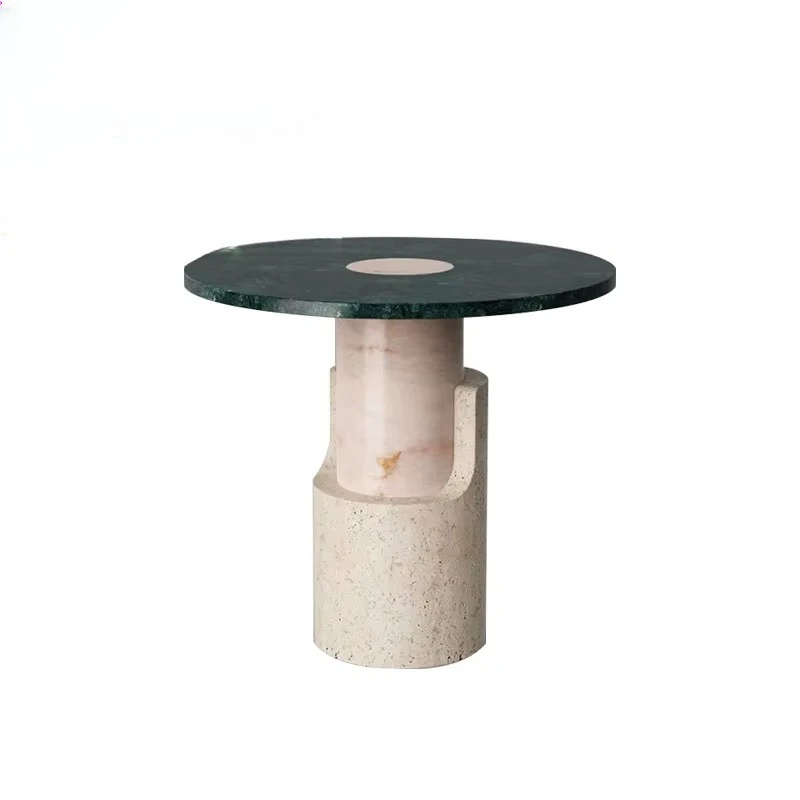 Modern polished travertine coffee table natural stone with metallic accents 
Modern polished travertine coffee table natural stone with metallic accents