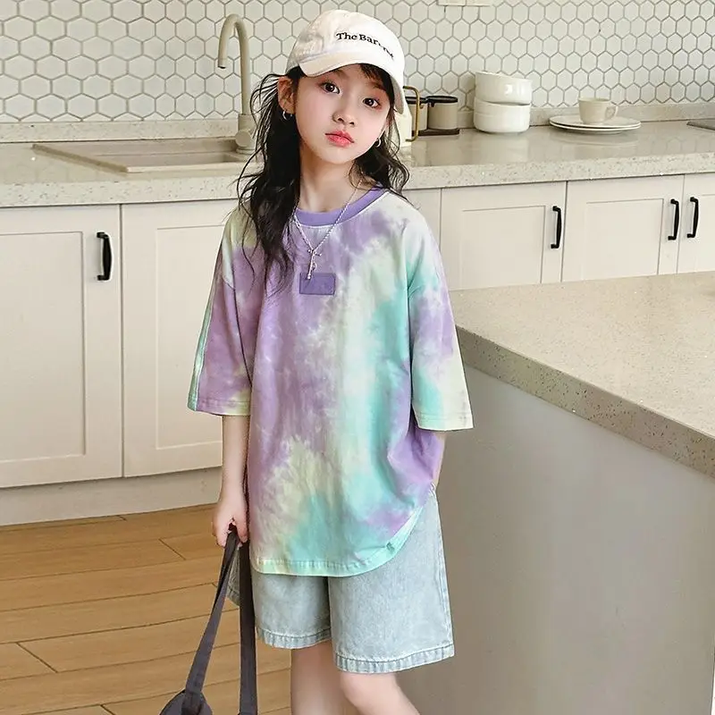 Girls Summer ort Sve Tie Dye Denim Set Child Clothing T-irt 2025 New Sle Medium to Large Children's Jeans orts
Girls Summer ort Sve Tie Dye Denim Set Child Clothing T-irt 2025 New Sle Medium to Large Children's Jeans orts