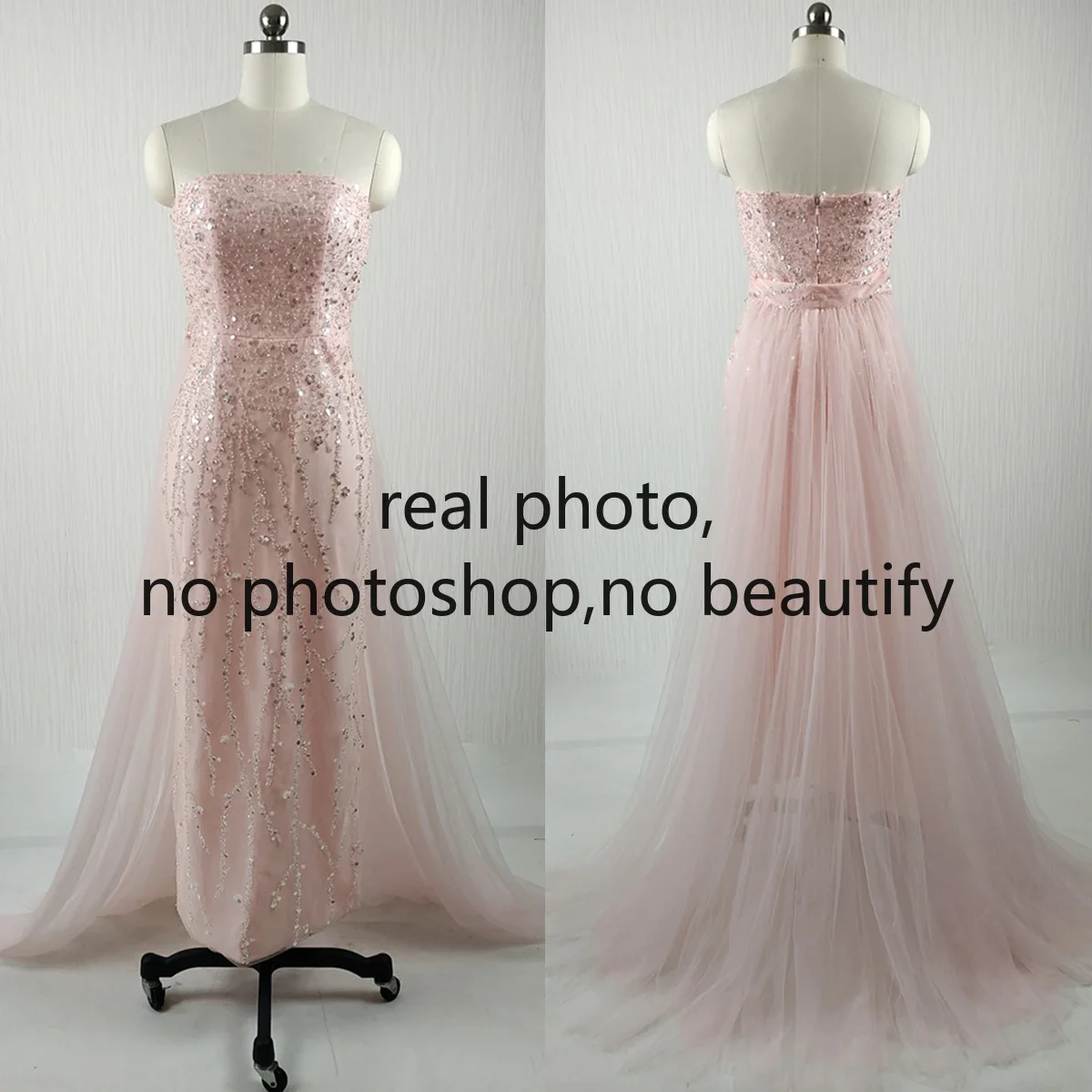 Real Photo Evening Dress Pink Beads Quality Strapless Zipper Back Mermaid Ankle-length Trumpet Trailing Women Party Formal Gowns
Real Photo Evening Dress Pink Beads Quality Strapless Zipper Back Mermaid Ankle-length Trumpet Trailing Women Party Formal Gowns