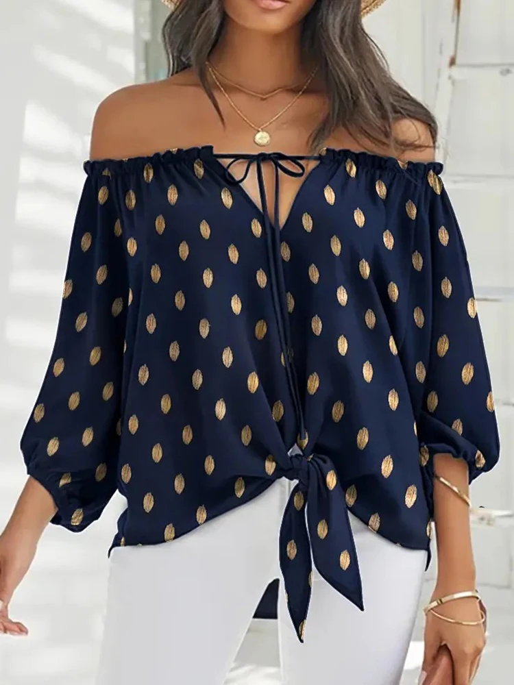 Women Long Sleeve Sexy Slash Neck Blouse 2022 Summer Casual Lacing Up Feather Printed Tops Elegant Female Backless Loose Shirt
Women Long Sleeve Sexy Slash Neck Blouse 2022 Summer Casual Lacing Up Feather Printed Tops Elegant Female Backless Loose Shirt