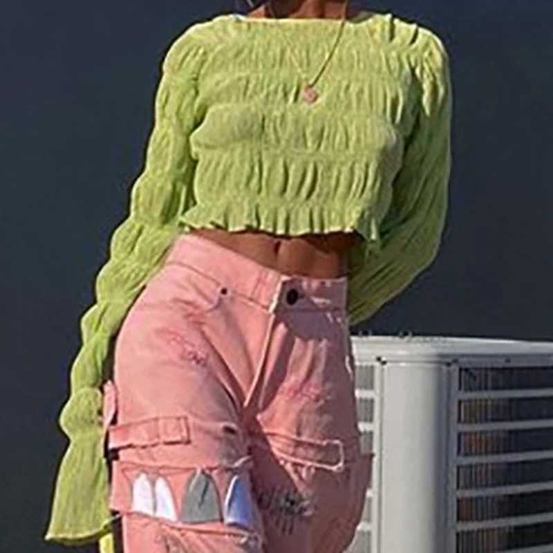 Y2k Aesthetic Minimalist Round Neck Women's Thin T-shirt Casual Flared Sleeves Loose Green Pullover Office Women's Pullover Top
Y2k Aesthetic Minimalist Round Neck Women's Thin T-shirt Casual Flared Sleeves Loose Green Pullover Office Women's Pullover Top