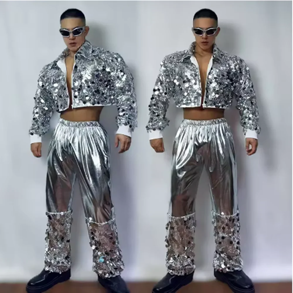 Men Jazz Outfit Hip Hop Dance Costume Sequin Silver Jacket Male Singer Ds Performance Clothes Adult Street Dance Clothing yj108
Men Jazz Outfit Hip Hop Dance Costume Sequin Silver Jacket Male Singer Ds Performance Clothes Adult Street Dance Clothing yj108