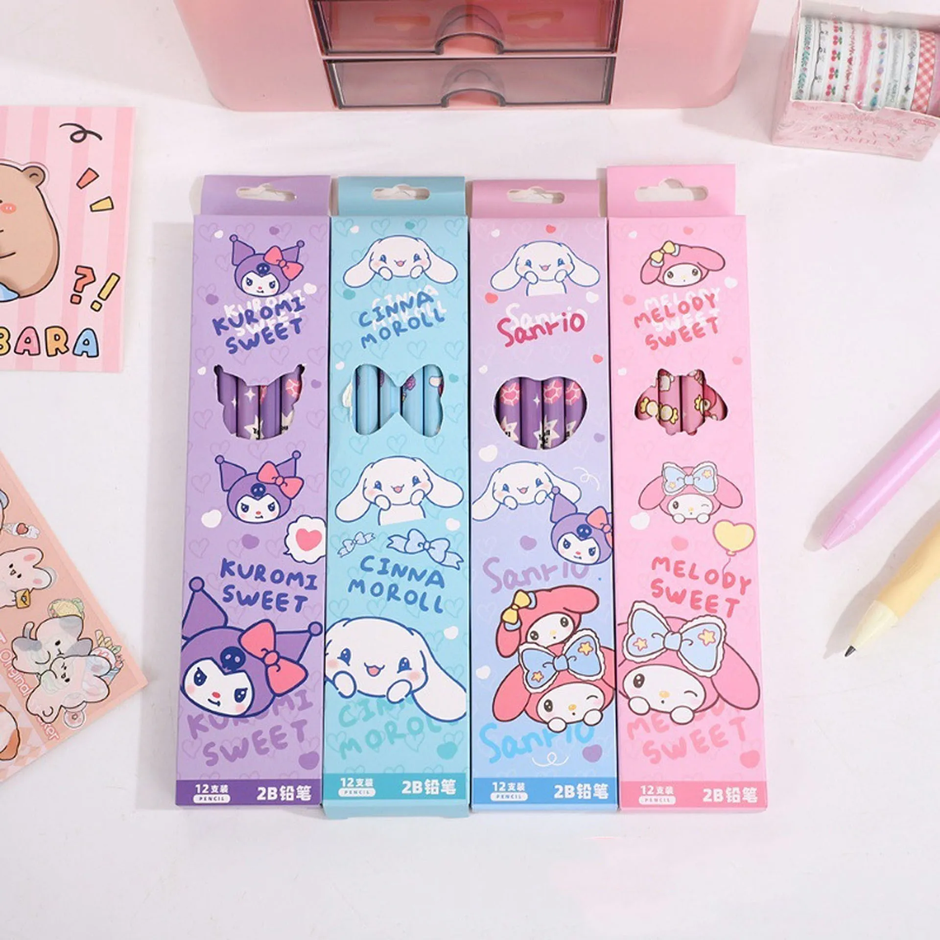 12Pcs/Box Pencil with eraser for Melody Kuromi Cinnamoroll HB Black Write Draw Pencils Primary Stationery Woman Man Gift
12Pcs/Box Pencil with eraser for Melody Kuromi Cinnamoroll HB Black Write Draw Pencils Primary Stationery Woman Man Gift