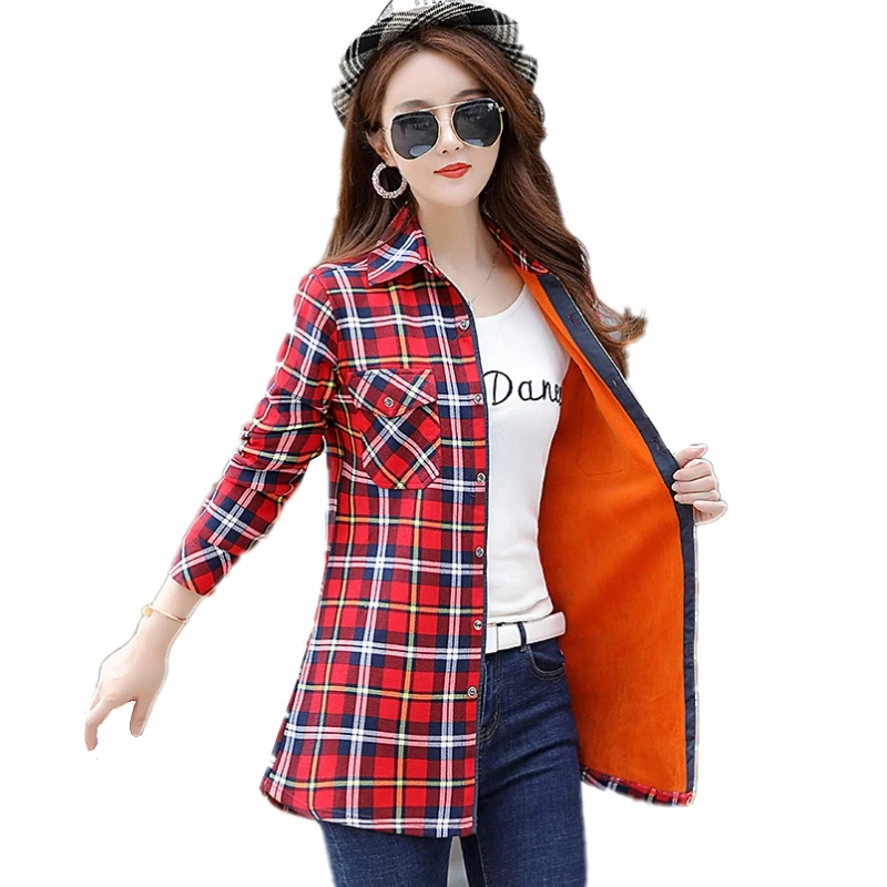 New Women's Velvet Plaid Shirts Female Long Sleeve Blouse Long Fleece Tops Pockets Checkered Blouse Blusas Femininas Chemise
New Women's Velvet Plaid Shirts Female Long Sleeve Blouse Long Fleece Tops Pockets Checkered Blouse Blusas Femininas Chemise