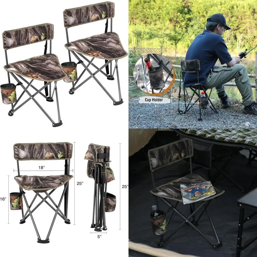 Compact Camouflage Folding Hunting Chairs with Backrest for Adults, Ideal for Fishing, Golf, and Outdoor Activities
Compact Camouflage Folding Hunting Chairs with Backrest for Adults, Ideal for Fishing, Golf, and Outdoor Activities
