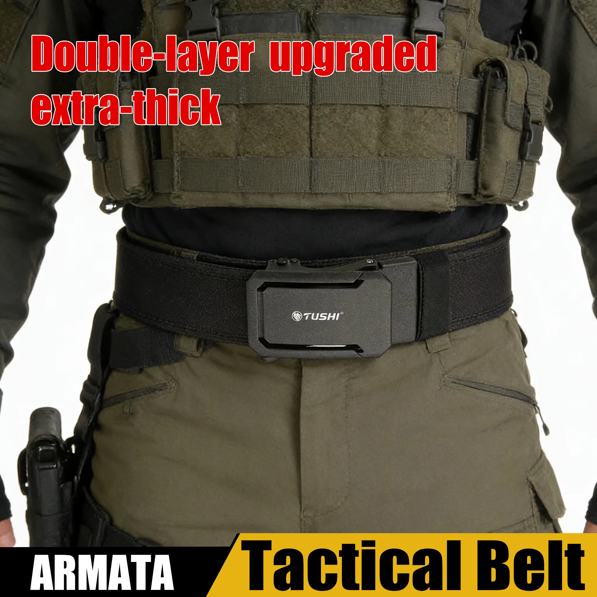 Men's Double Layer Thickened Tactical Belt 3.8cm Nylon Automatic Buckle Heavy Duty Outdoor Military Belt
Men's Double Layer Thickened Tactical Belt 3.8cm Nylon Automatic Buckle Heavy Duty Outdoor Military Belt
