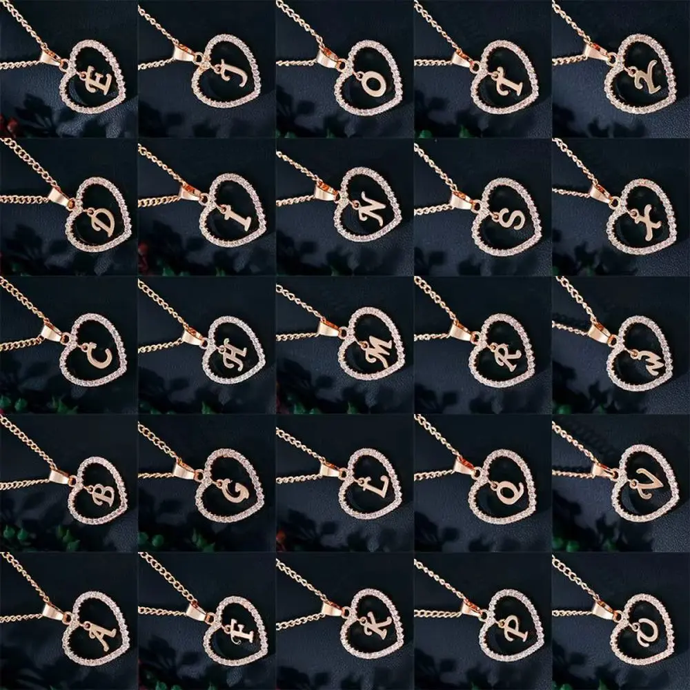 Hot New 26 Letters Heart Pendant Necklace Glitter Zircon Initials Neck Chain For Women Fashion Jewelry Accessories Couple Gifts
Hot New 26 Letters Heart Pendant Necklace Glitter Zircon Initials Neck Chain For Women Fashion Jewelry Accessories Couple Gifts