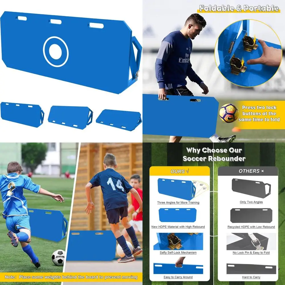 Portable Soccer Training Wall for Adults and Kids - Upgraded 3-Angle Rebounder Board, Foldable Equipment for Passing Skills Deve
Portable Soccer Training Wall for Adults and Kids - Upgraded 3-Angle Rebounder Board, Foldable Equipment for Passing Skills Deve