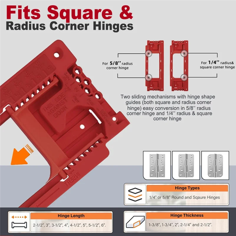 ABNO-Door Hinge Jig, Door Hinge Template For 8 Hinge Sizes From 2-1/2In To 6In And Door Thickness From 1-3/8In To 2-1/2In
ABNO-Door Hinge Jig, Door Hinge Template For 8 Hinge Sizes From 2-1/2In To 6In And Door Thickness From 1-3/8In To 2-1/2In