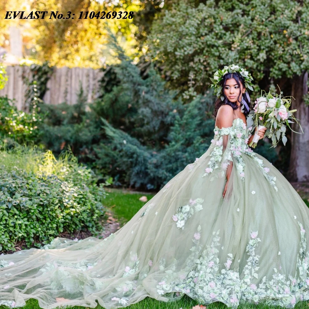 EVLAST Customized Shiny Mint Green Quinceanera Dress Ball Gown Floral Applique Beading Cape Sweet 16 Vestido De 15 Anos E3Q336
EVLAST Customized Shiny Mint Green Quinceanera Dress Ball Gown Floral Applique Beading Cape Sweet 16 Vestido De 15 Anos E3Q336