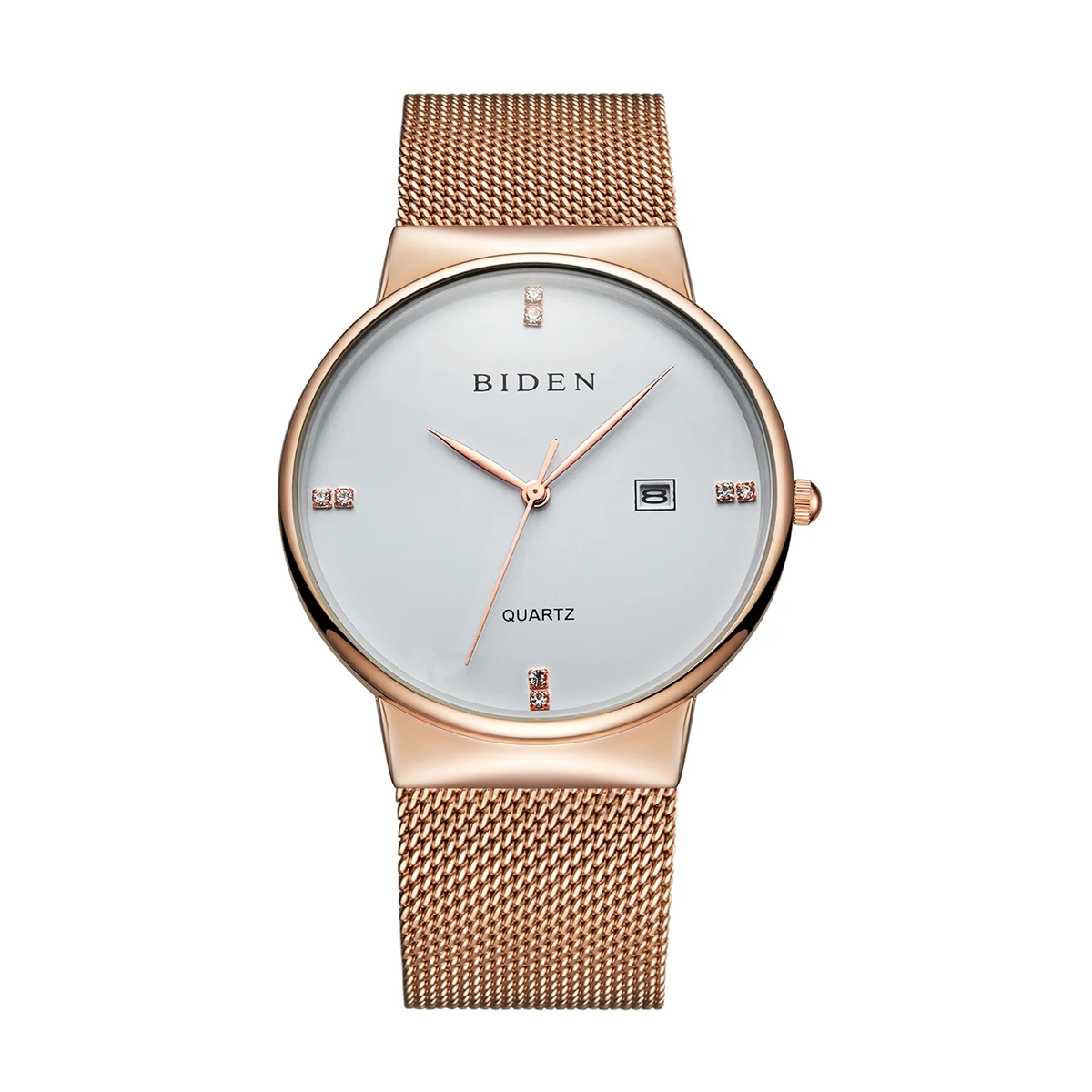 BIDEN high-end lightweight casual style men's quartz stone watch with stainless steel mesh strap, three pin diamond design, cale
BIDEN high-end lightweight casual style men's quartz stone watch with stainless steel mesh strap, three pin diamond design, cale